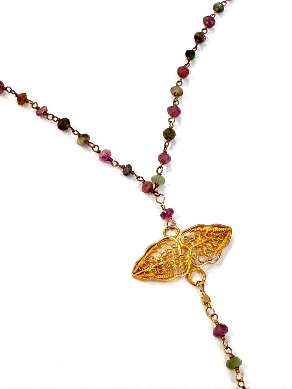 Wendy Mink Watermelon Tourmaline Rosary Y Necklace NWT - Picture 6 of 8